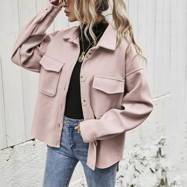 women's jackets vintage woman loose woolen coats 2021 chic female autumn soft turndown collar outwear ladies elegant pockets, Black;brown
women's jackets vintage woman loose woolen coats 2021 chic female autumn soft turndown collar outwear ladies elegant pockets, Black;brown