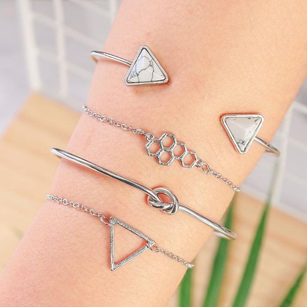 cuff 4 pcs/set trendy honeycomb knot geometric resin charm bracelet set for women bangle jewelry gift 2021, White
cuff 4 pcs/set trendy honeycomb knot geometric resin charm bracelet set for women bangle jewelry gift 2021, White