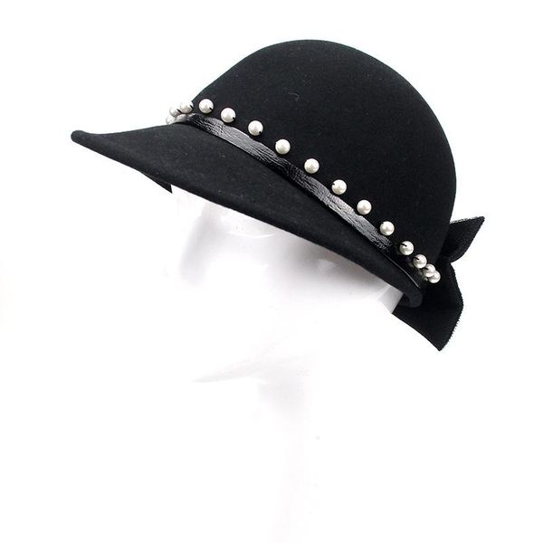 stingy brim hats vintage black white wool felt cloche hat with bowknot pearl wide bowler winter fedoras ladies floppy cap m137, Blue;gray
stingy brim hats vintage black white wool felt cloche hat with bowknot pearl wide bowler winter fedoras ladies floppy cap m137, Blue;gray