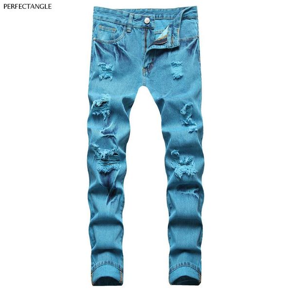 men's jeans perfectangle brand large with holes, casual straight pants, simple solid color jeans, business style, Blue
men's jeans perfectangle brand large with holes, casual straight pants, simple solid color jeans, business style, Blue