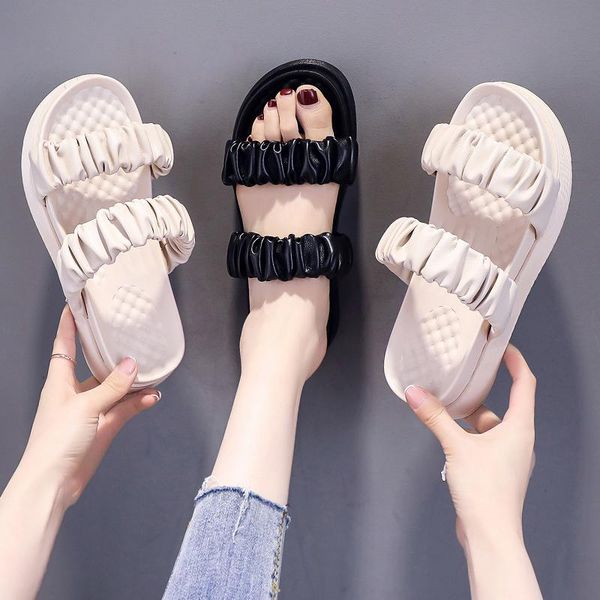 slippers house platform shoes woman 2021 shale female beach med pantofle sabot flat pleated slides pu sli, Black
slippers house platform shoes woman 2021 shale female beach med pantofle sabot flat pleated slides pu sli, Black