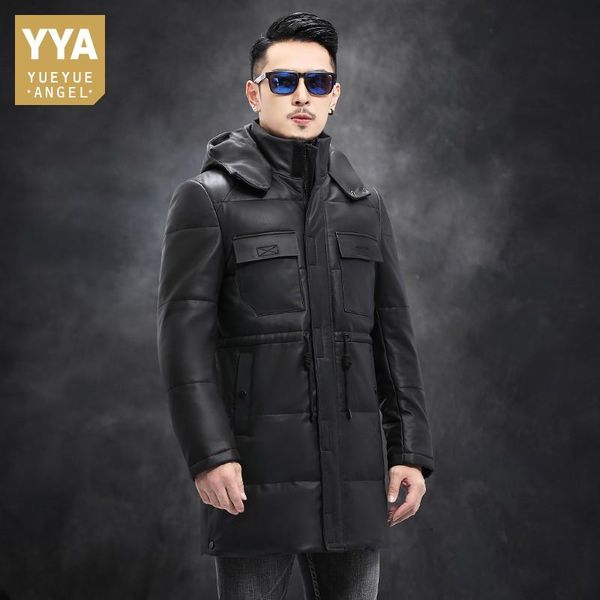 men's leather & faux winter men hooded slim down coat thick sheepskin genuine windbreakers multi-pockets business warm long jackets mal, Black
men's leather & faux winter men hooded slim down coat thick sheepskin genuine windbreakers multi-pockets business warm long jackets mal, Black