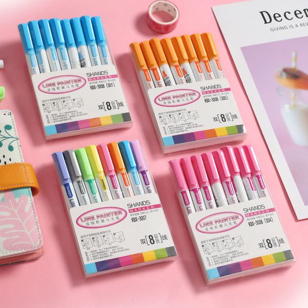 Kawaii Highlighter Pens Cute Double Lines Colorful Line Painter Art Markers Stationery For Drawing School Supplies
Kawaii Highlighter Pens Cute Double Lines Colorful Line Painter Art Markers Stationery For Drawing School Supplies