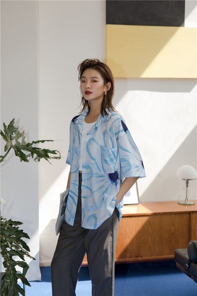 2021 new daisy blue short sleeve blouse summer oversized button up loose shirt casual for women fashion clothing v7m4, White
2021 new daisy blue short sleeve blouse summer oversized button up loose shirt casual for women fashion clothing v7m4, White