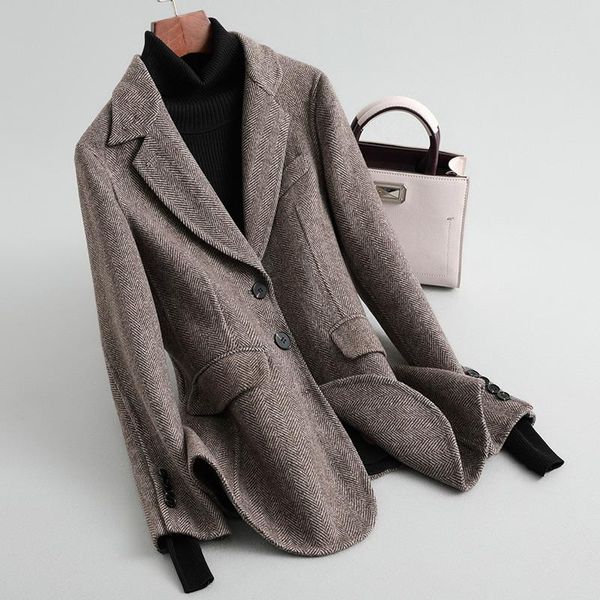 women's wool & blends 2021 fashion double-faced coat, autumn and winter suit jackets korean slim short woolen clothing x938, Black
women's wool & blends 2021 fashion double-faced coat, autumn and winter suit jackets korean slim short woolen clothing x938, Black