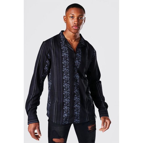 black striped pattern men's long-sleeved shirt comfortable fit fashion retro style travel office entertainment, White;black
black striped pattern men's long-sleeved shirt comfortable fit fashion retro style travel office entertainment, White;black