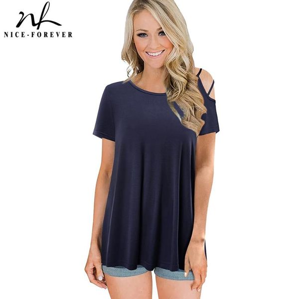 women's t-shirt nice-forever summer women chic hollow out cold shoulder t-shirts casual oversized tees 1btyt051, White
women's t-shirt nice-forever summer women chic hollow out cold shoulder t-shirts casual oversized tees 1btyt051, White