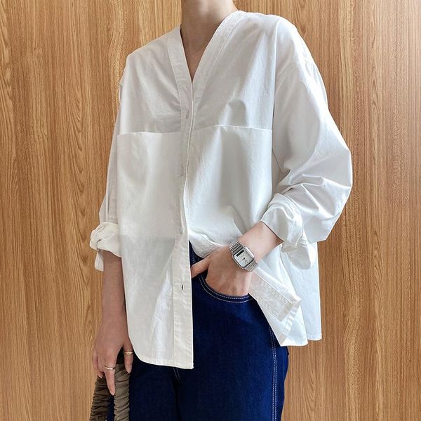 2021 early autumn two pocket women white shirt female blouse long sleeve casual v-neck style women loose blouses
2021 early autumn two pocket women white shirt female blouse long sleeve casual v-neck style women loose blouses