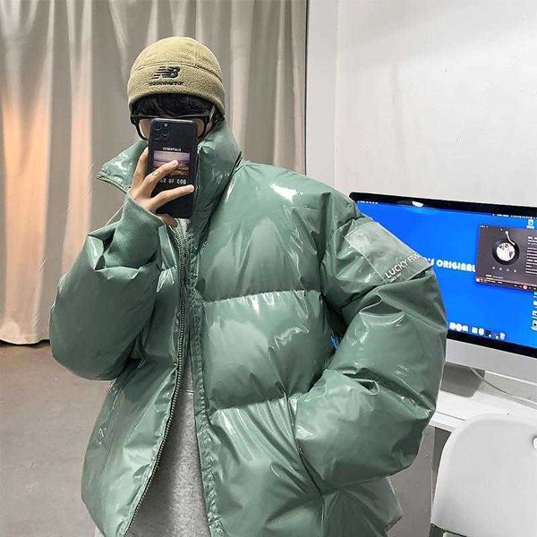 2021 mens parkas winter glossy bubble jackets harajuku warm hip hop parka male korean fashions puffer co, Black 
2021 mens parkas winter glossy bubble jackets harajuku warm hip hop parka male korean fashions puffer co, Black