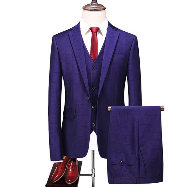 men's suits & blazers suit 3-piece high-end gentleman plaid business casual wedding banquet formal tuxedo male set, White;black
men's suits & blazers suit 3-piece high-end gentleman plaid business casual wedding banquet formal tuxedo male set, White;black