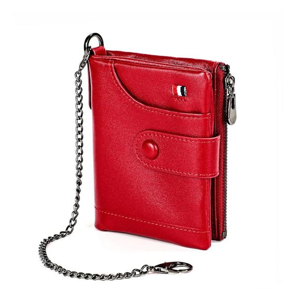 genuine leather rfid men wallet short chain double zipper buckle retro style coin purse brand money bag, Red;black
genuine leather rfid men wallet short chain double zipper buckle retro style coin purse brand money bag, Red;black