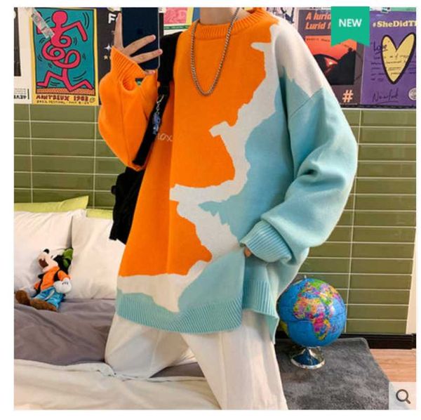 men's sweaters 2021 youth sweater big size fashion color matching hong kong style student fat loose and wear, White;black
men's sweaters 2021 youth sweater big size fashion color matching hong kong style student fat loose and wear, White;black