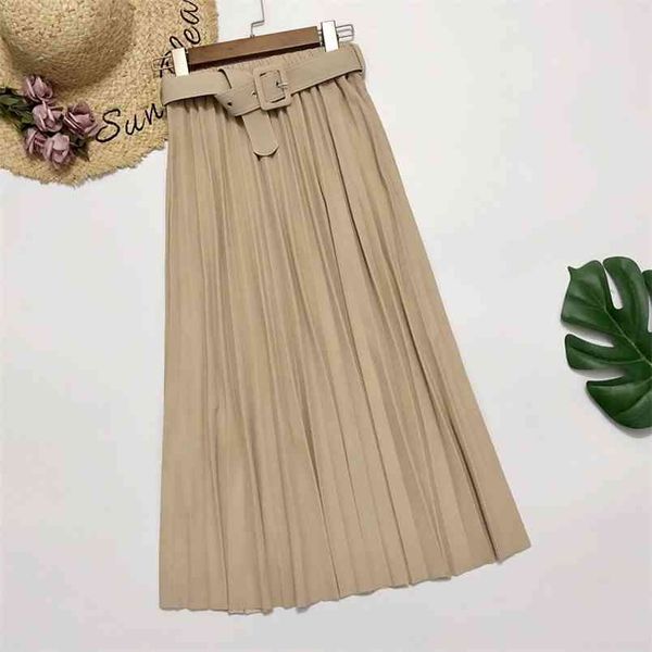 autumn european& american women high-waisted slim pleated skirt simple solid color a-line long belt 210527, Black
autumn european& american women high-waisted slim pleated skirt simple solid color a-line long belt 210527, Black