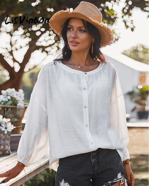 women's blouses & shirts spring autumn lantern sleeve blouse women single breasted office work solid vintage, White
women's blouses & shirts spring autumn lantern sleeve blouse women single breasted office work solid vintage, White