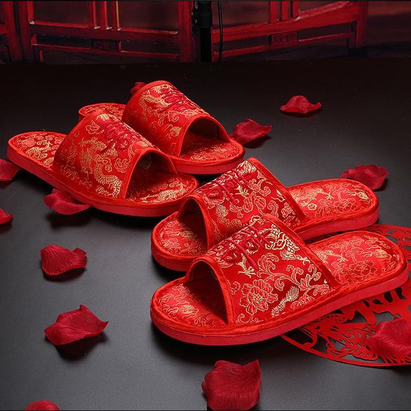slippers spring home couple wedding women chinese style bride groom party 36-45 big size gift, Black
slippers spring home couple wedding women chinese style bride groom party 36-45 big size gift, Black