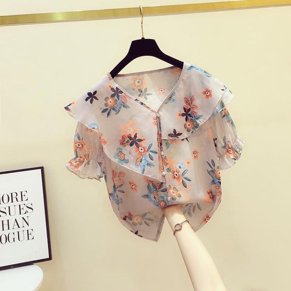 women's blouses & shirts women casual spring summer style chiffon lady loose flower printed blusas thin cute, White
women's blouses & shirts women casual spring summer style chiffon lady loose flower printed blusas thin cute, White