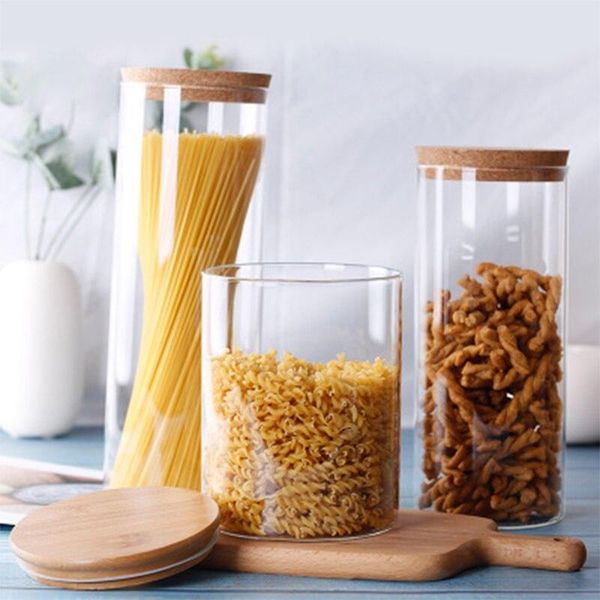 high borosilicate kitchen bean flour storage tin grain storage box sealed glass jar bamboo covered foods container
high borosilicate kitchen bean flour storage tin grain storage box sealed glass jar bamboo covered foods container