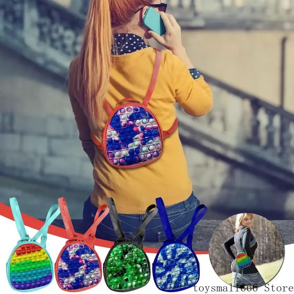 19cm rainbow tie dye decompression fidget backpack bubble toys bag push it purses kids sports casual shoulder bags
19cm rainbow tie dye decompression fidget backpack bubble toys bag push it purses kids sports casual shoulder bags
