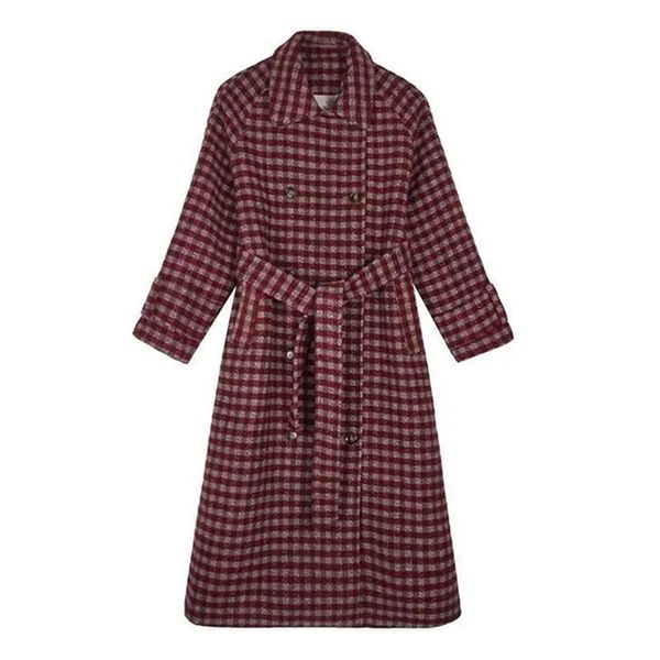 women's wool & blends woolen jacket autumn winter plus cotton thick plaid lapel lace-up overcoat temperament fashion commuting female 1, Black
women's wool & blends woolen jacket autumn winter plus cotton thick plaid lapel lace-up overcoat temperament fashion commuting female 1, Black