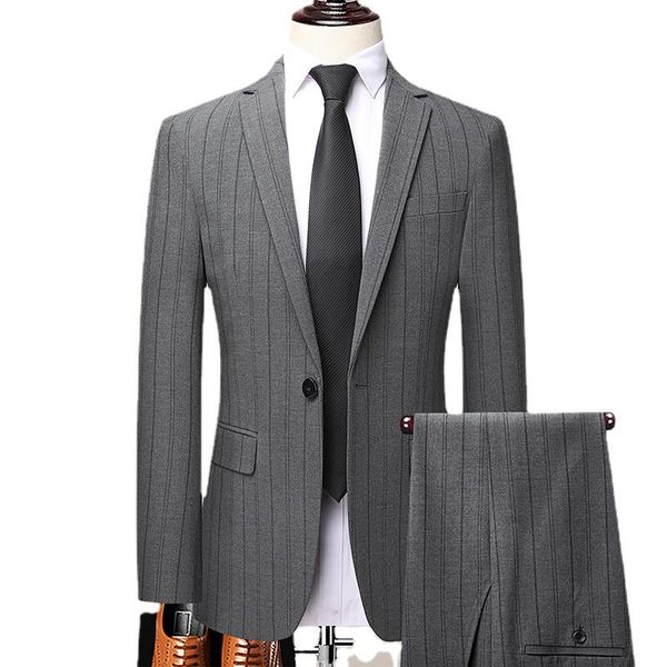 men's suits & blazers (blazer+pants) fashion classic gray stripe 2 pieces/highquality party male/casual slim blazer coat suit trousers, White;black
men's suits & blazers (blazer+pants) fashion classic gray stripe 2 pieces/highquality party male/casual slim blazer coat suit trousers, White;black