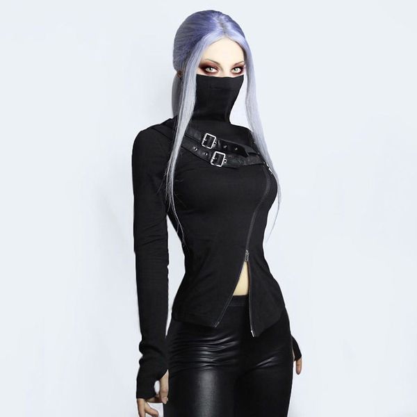 punk slim streetwear pu strap zip t-shirt goth women high neck long sleeve bodycon female dark nightclub party top, White
punk slim streetwear pu strap zip t-shirt goth women high neck long sleeve bodycon female dark nightclub party top, White