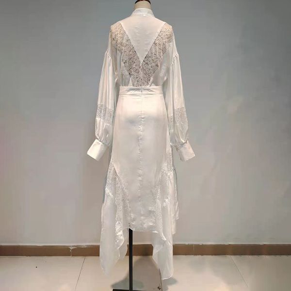 casual two piece set for women stand collar long sleeve patchwork lace shirt irregular hem skirt female sets 2021, White
casual two piece set for women stand collar long sleeve patchwork lace shirt irregular hem skirt female sets 2021, White