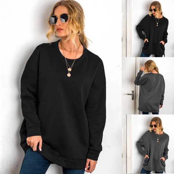 women's hoodies & sweatshirts autumn and winter mid-length round neck pocket hoodie girls female solid color loose pullovers thick o-ne, Black
women's hoodies & sweatshirts autumn and winter mid-length round neck pocket hoodie girls female solid color loose pullovers thick o-ne, Black