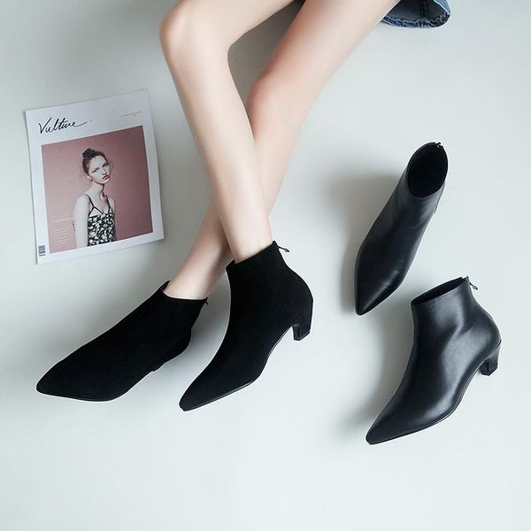 boots ankle women shoes woman black flock leather zipper high heels pointed toe fad winter botas mujer
boots ankle women shoes woman black flock leather zipper high heels pointed toe fad winter botas mujer
