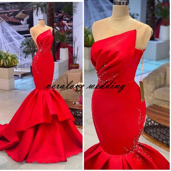 red evening dresses mermaid sleeveless satin sheer neck african women prom gowns formal party wear plus size, Black
red evening dresses mermaid sleeveless satin sheer neck african women prom gowns formal party wear plus size, Black