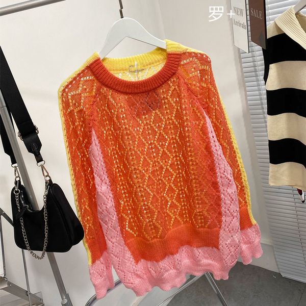 2021 early autumn new candy department hollow out color matching round neck pullover knitted sweater women's casual loose long sleeve i, White
2021 early autumn new candy department hollow out color matching round neck pullover knitted sweater women's casual loose long sleeve i, White