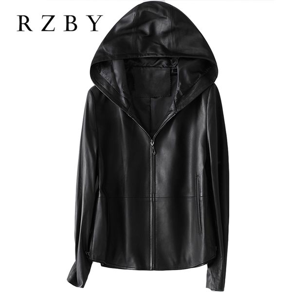 rzby women 100% real sheepskin coat hooded jacket spring fashion genuine leather jackets chaqueta mujer 211130, Black
rzby women 100% real sheepskin coat hooded jacket spring fashion genuine leather jackets chaqueta mujer 211130, Black