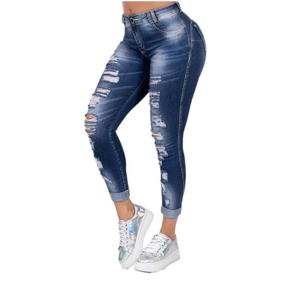 women's jeans high stretch plus size mom waist skinny ripped women pencil pants vintage hole full length distressed trousers 6035, Blue
women's jeans high stretch plus size mom waist skinny ripped women pencil pants vintage hole full length distressed trousers 6035, Blue