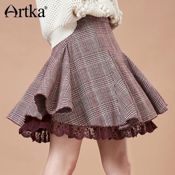skirts artka 2021 autumn women a-line skirt thin retro plaid lace high waist mini qa15081d, Black
skirts artka 2021 autumn women a-line skirt thin retro plaid lace high waist mini qa15081d, Black