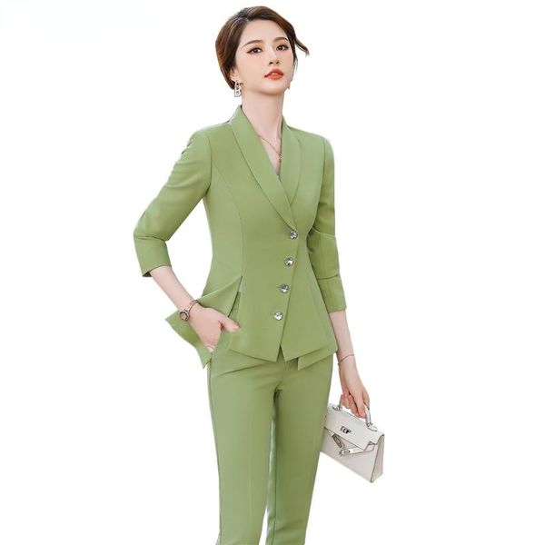 women's two piece pants elegant ladies business ruffle pant suit black green formal 2 set blazer latest design women jackets and trouse, White
women's two piece pants elegant ladies business ruffle pant suit black green formal 2 set blazer latest design women jackets and trouse, White