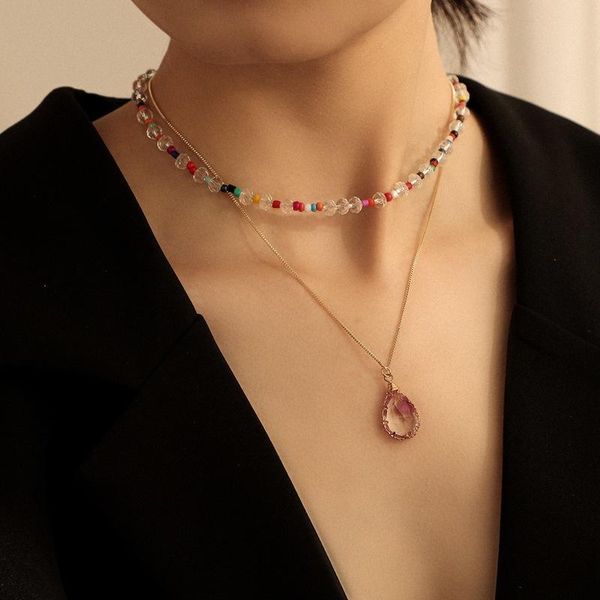 pendant necklaces personality clear rainbow beaded chains for women transparent waterdrop resin dye flowers choker necklace, Silver
pendant necklaces personality clear rainbow beaded chains for women transparent waterdrop resin dye flowers choker necklace, Silver