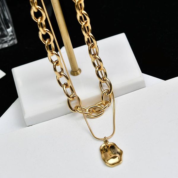 pendant necklaces europe america retro double layer gold chain necklace for woman stainless steel choker clavicle fashion jewelry, Silver
pendant necklaces europe america retro double layer gold chain necklace for woman stainless steel choker clavicle fashion jewelry, Silver