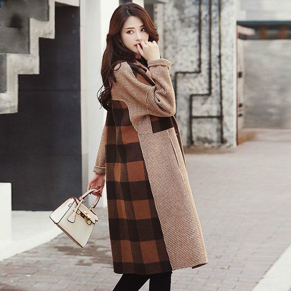 loose and slim fashion european trend plaid stitching woolen coat women's mid-length wool & blends, Black
loose and slim fashion european trend plaid stitching woolen coat women's mid-length wool & blends, Black
