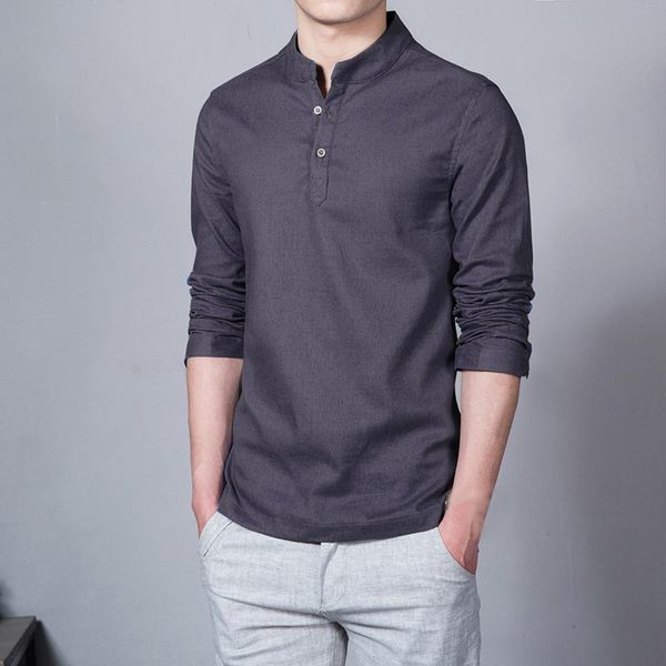 men's t-shirts oversize casual fashion solid color linen stand collar long sleeve slim fit t shirt for men clothing, White;black
men's t-shirts oversize casual fashion solid color linen stand collar long sleeve slim fit t shirt for men clothing, White;black