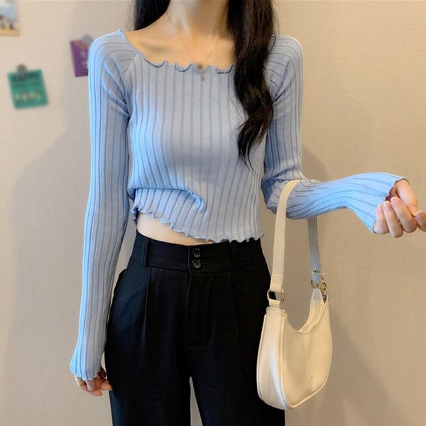 women's sweaters korean women short sweater o-neck knitted fashion pullover ladies ruffles elasticity, White;black
women's sweaters korean women short sweater o-neck knitted fashion pullover ladies ruffles elasticity, White;black
