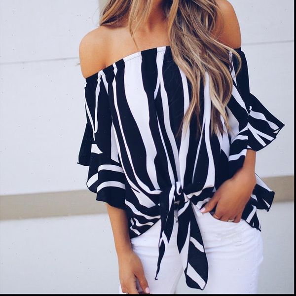 2021 fashion women striped off shoulder shirt blouse ladies flare sleeve shirts camisas blusa mujer, White
2021 fashion women striped off shoulder shirt blouse ladies flare sleeve shirts camisas blusa mujer, White