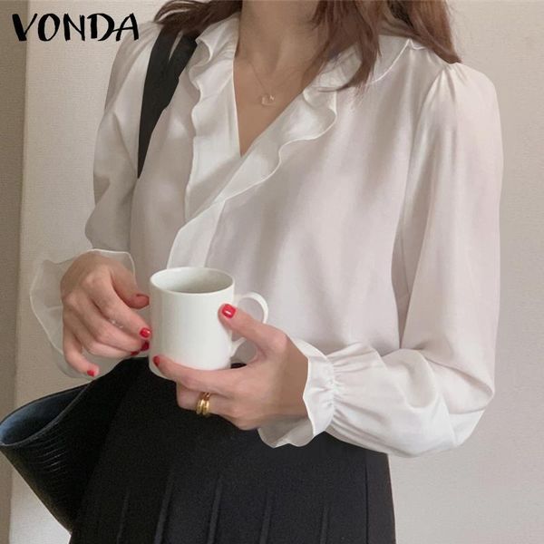 women's blouses & shirts women pleated solid blouse vonda 2021 casual party ruffled summer v neck lace long sleeve blusas office, White
women's blouses & shirts women pleated solid blouse vonda 2021 casual party ruffled summer v neck lace long sleeve blusas office, White
