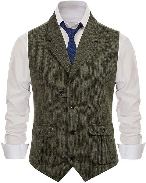 men's vests casual suit vest notch lapel with two pockets herringbone waistcoat for wedding groomsmen, Black;white
men's vests casual suit vest notch lapel with two pockets herringbone waistcoat for wedding groomsmen, Black;white