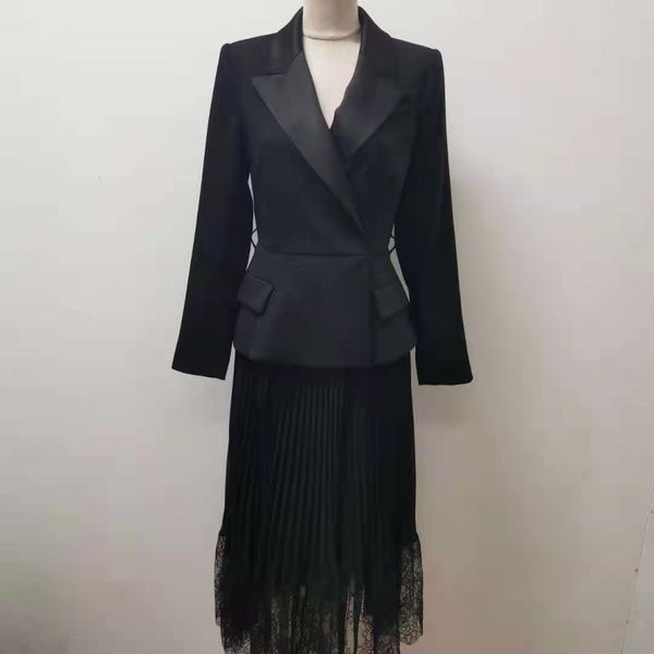 fake two-piece women midi ladies 2021 new sleeve stitching suit es pleated lace black notched long robes d844, Black;gray
fake two-piece women midi ladies 2021 new sleeve stitching suit es pleated lace black notched long robes d844, Black;gray