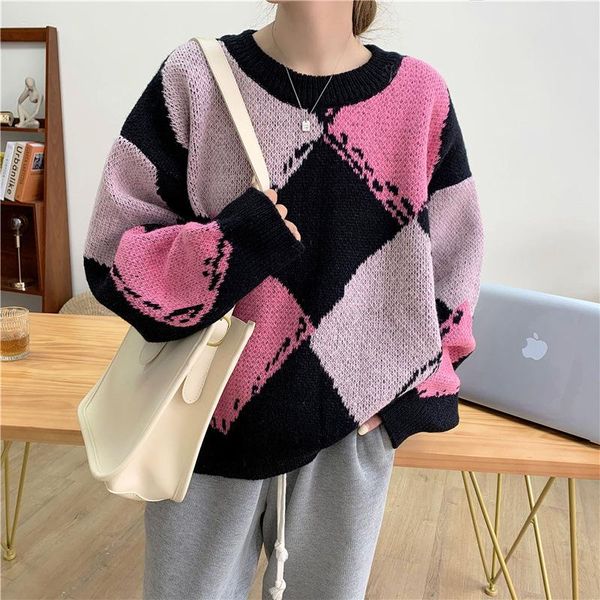 women's sweaters women argyle panelled knitted vintage long sleeve o-neck autumn chic lady pullovers fashion female geometric, White;black
women's sweaters women argyle panelled knitted vintage long sleeve o-neck autumn chic lady pullovers fashion female geometric, White;black