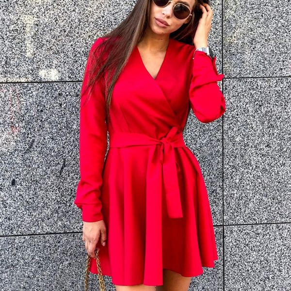 2021 women vintage sashes elegant a-line party long sleeve v-neck solid casual mini autumn new fashion es a7aw, Black;gray
2021 women vintage sashes elegant a-line party long sleeve v-neck solid casual mini autumn new fashion es a7aw, Black;gray