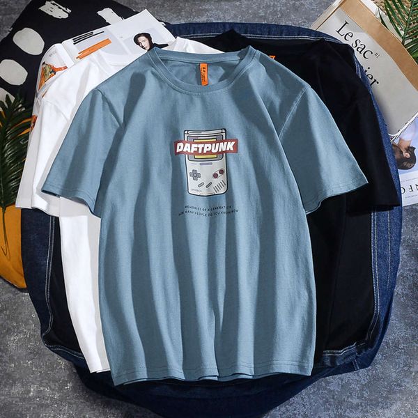 south korean fashion men's summer short sleeve t-shirt loose combed cotton round neck jacket for men, White;black
south korean fashion men's summer short sleeve t-shirt loose combed cotton round neck jacket for men, White;black