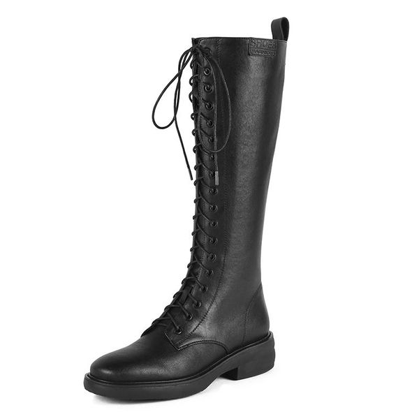 boots luxury motorcycle genuine leather women knee high shoes chunky heels platform lace up zipper casual concise riding, Black
boots luxury motorcycle genuine leather women knee high shoes chunky heels platform lace up zipper casual concise riding, Black