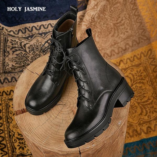 boots handmade classic women genuine leather lace-up oxfords round toe chunky ankle booties black brown platform shoes
boots handmade classic women genuine leather lace-up oxfords round toe chunky ankle booties black brown platform shoes