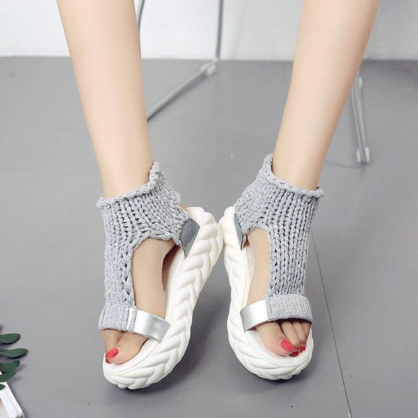 sandals women 2021 summer student wedges platform soft bottom knit ladies shoes flat sandalias mujer, Black
sandals women 2021 summer student wedges platform soft bottom knit ladies shoes flat sandalias mujer, Black