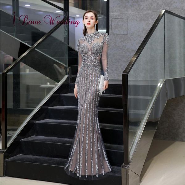 party dresses luxury evening long gray heavy beaded sleeves gown trumpet high neck for, White;black
party dresses luxury evening long gray heavy beaded sleeves gown trumpet high neck for, White;black